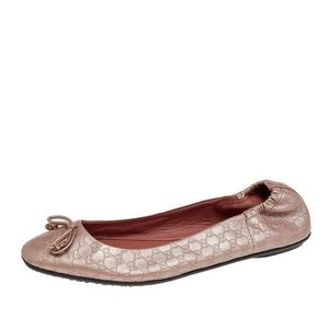 Gucci Micro Guccissima Leather Bow Ballet Flats